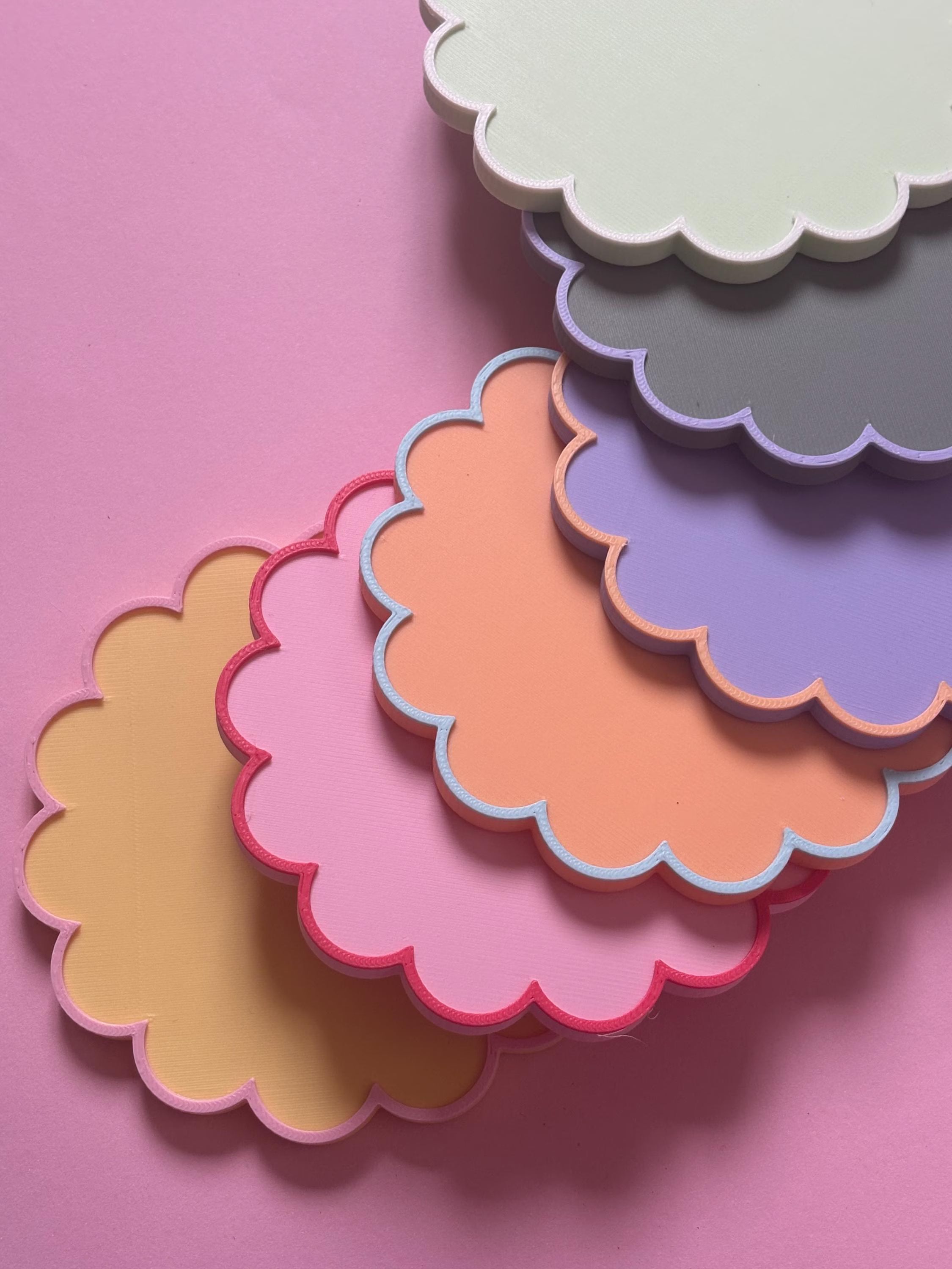 Multicoloured Scalloped Coasters