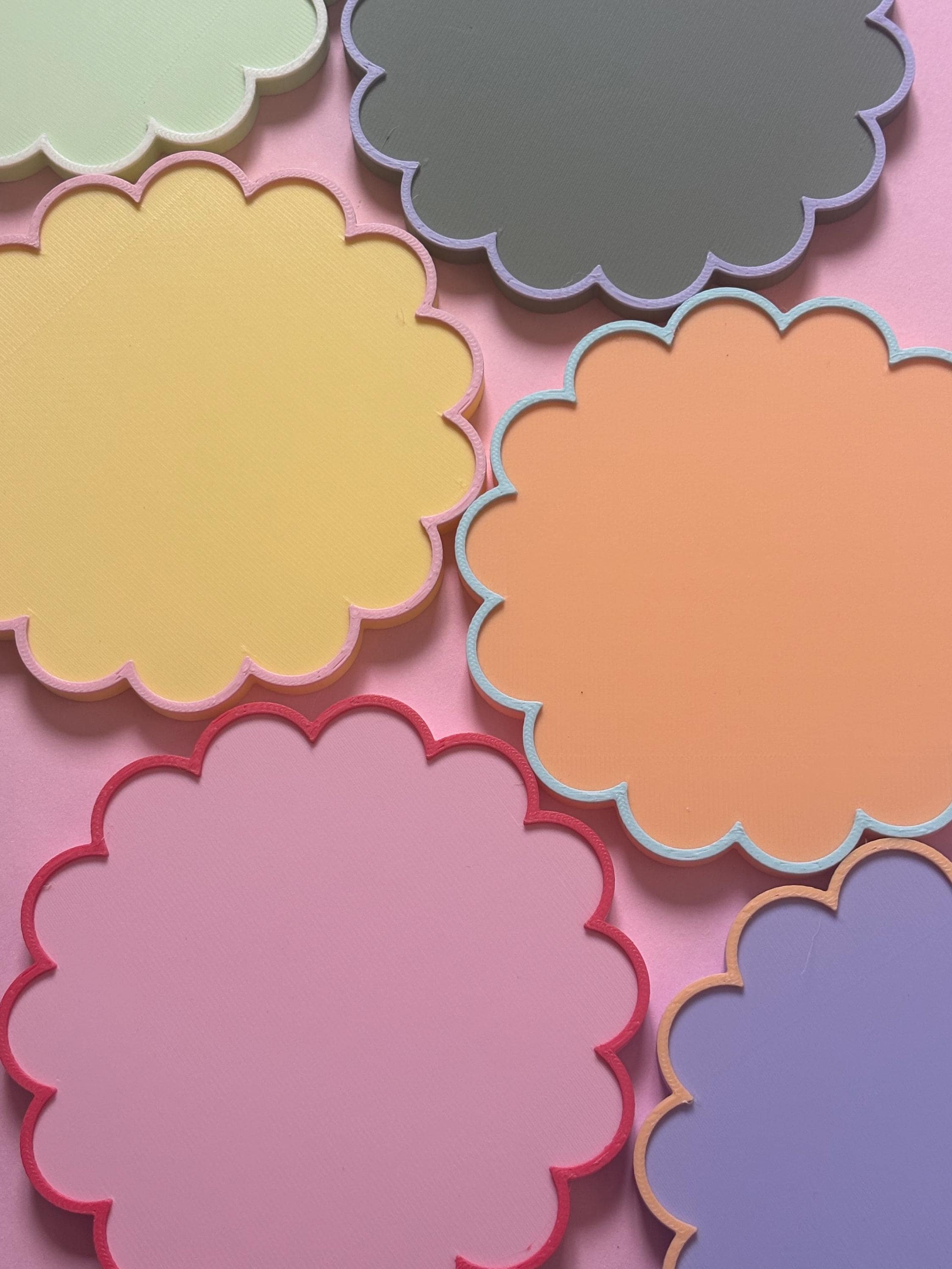 Multicoloured Scalloped Coasters