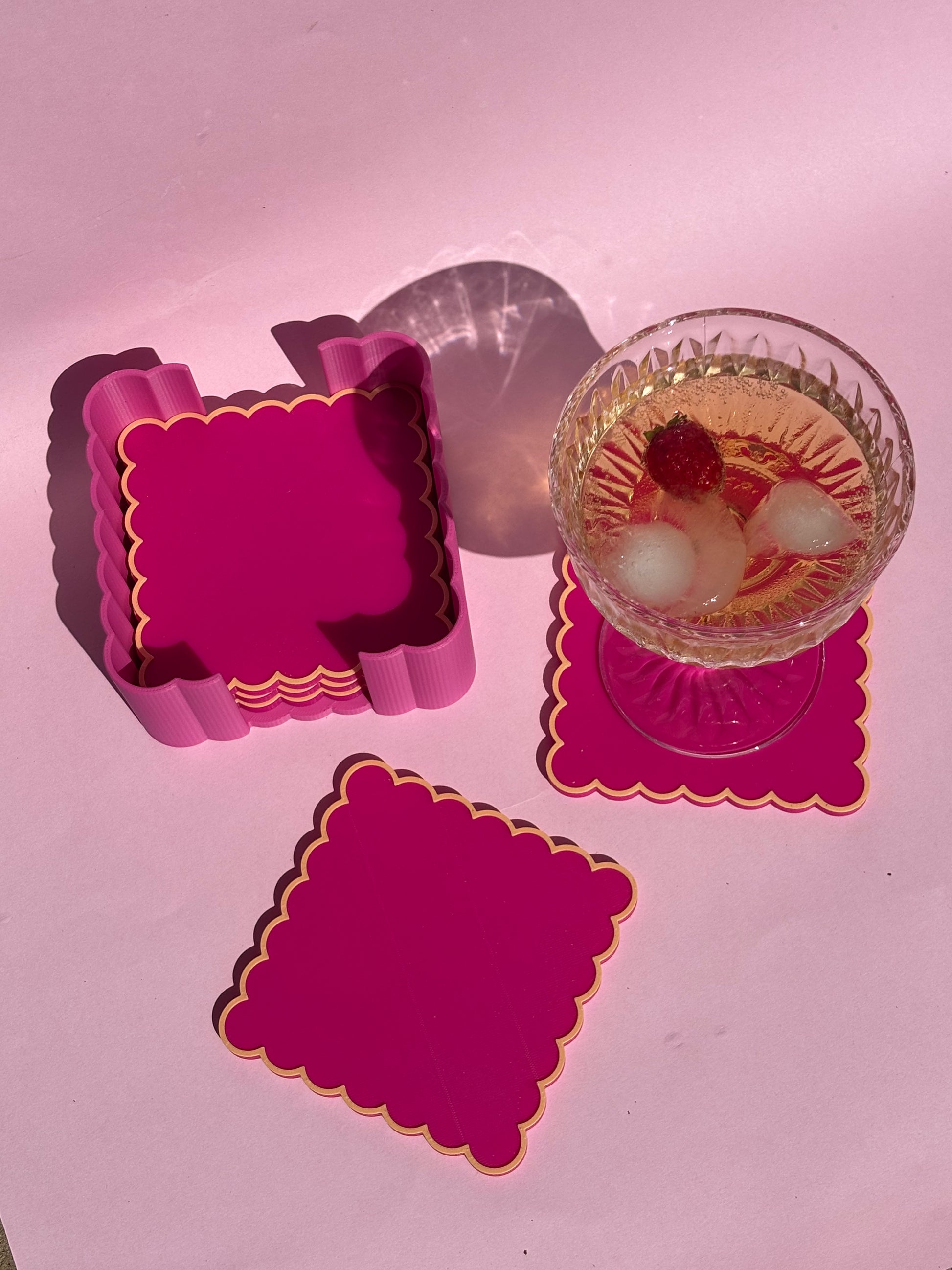Square Scalloped Drink Coasters
