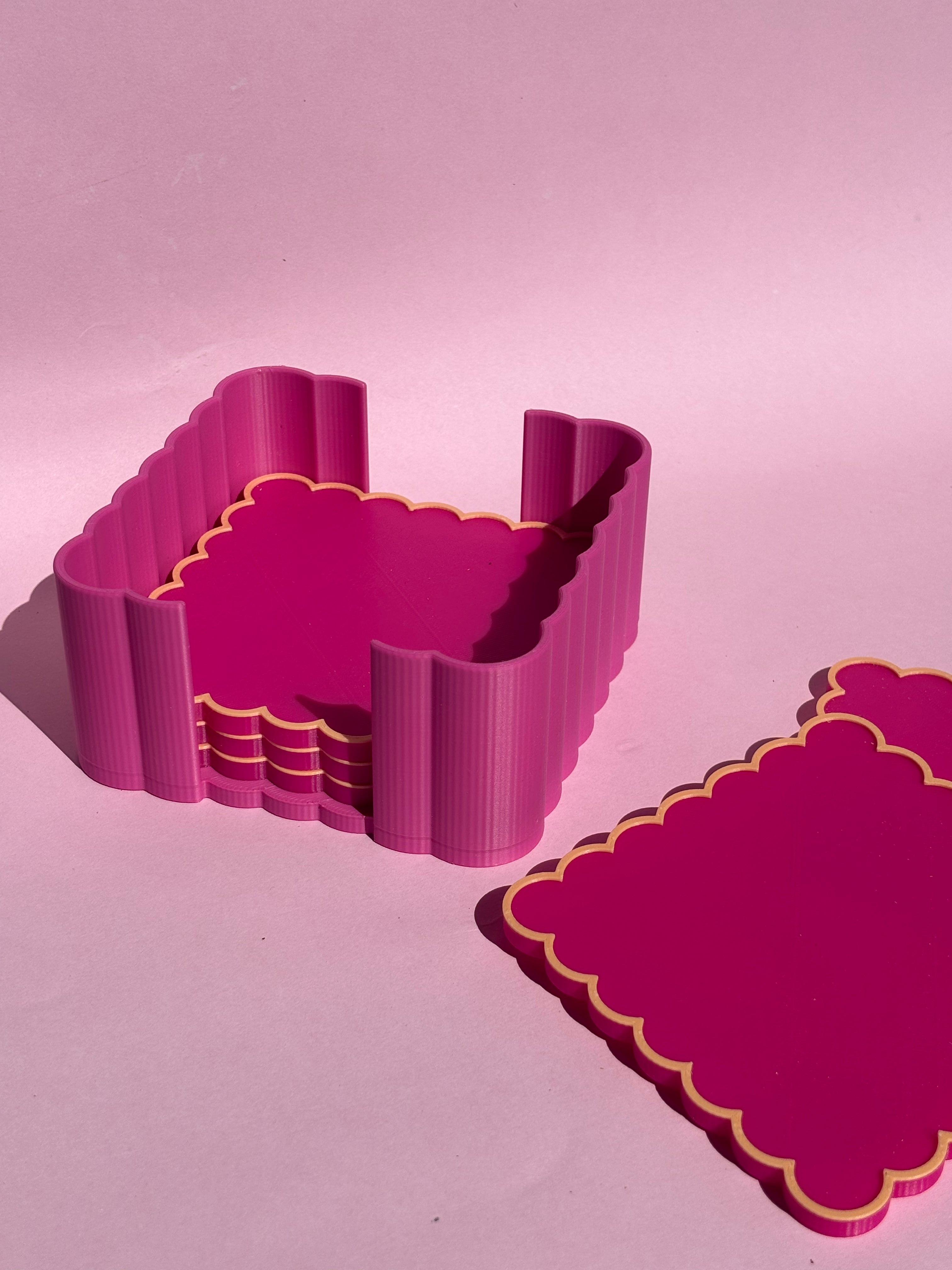 Square Scalloped Drink Coasters