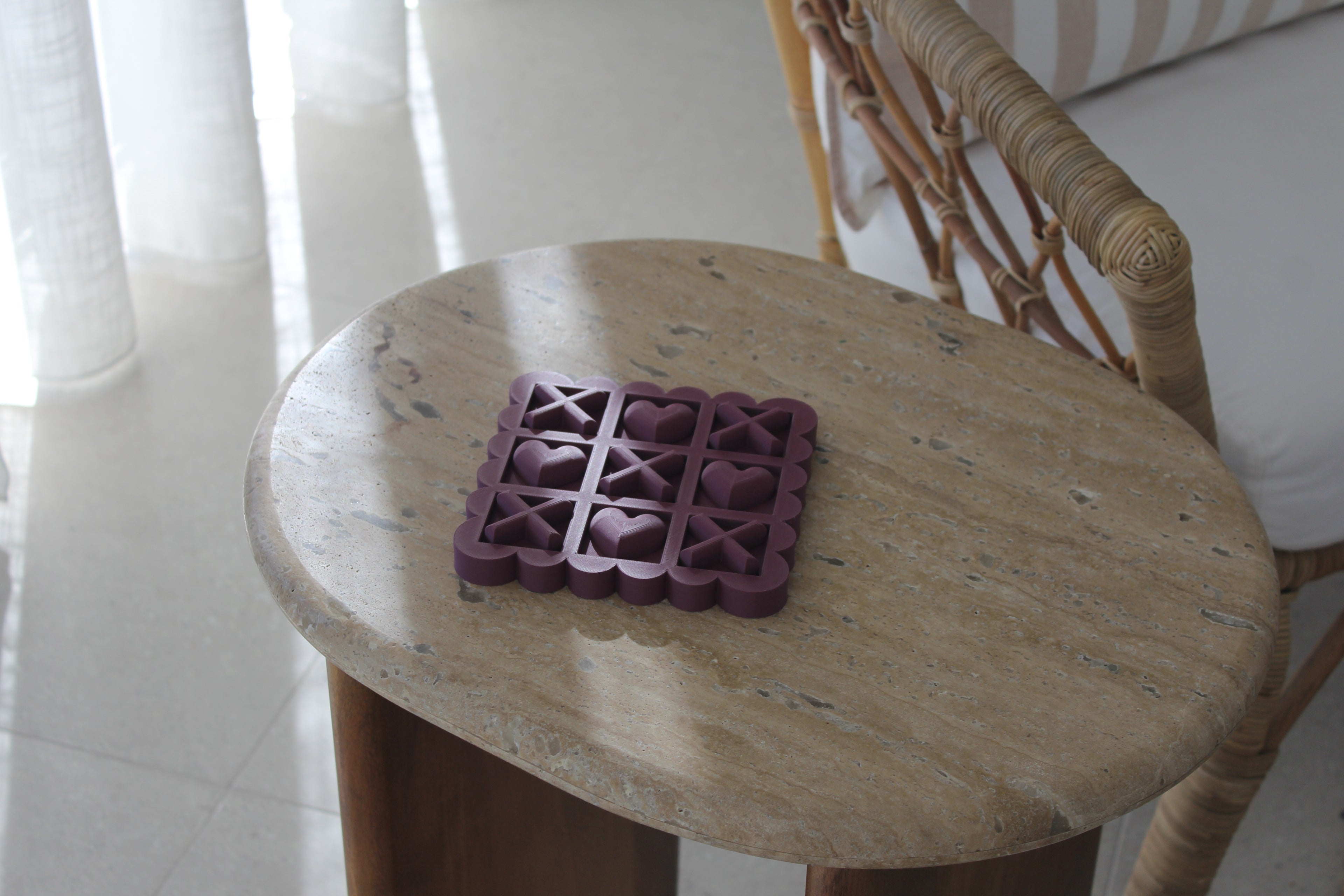 Scalloped Burgundy Noughts and Crosses