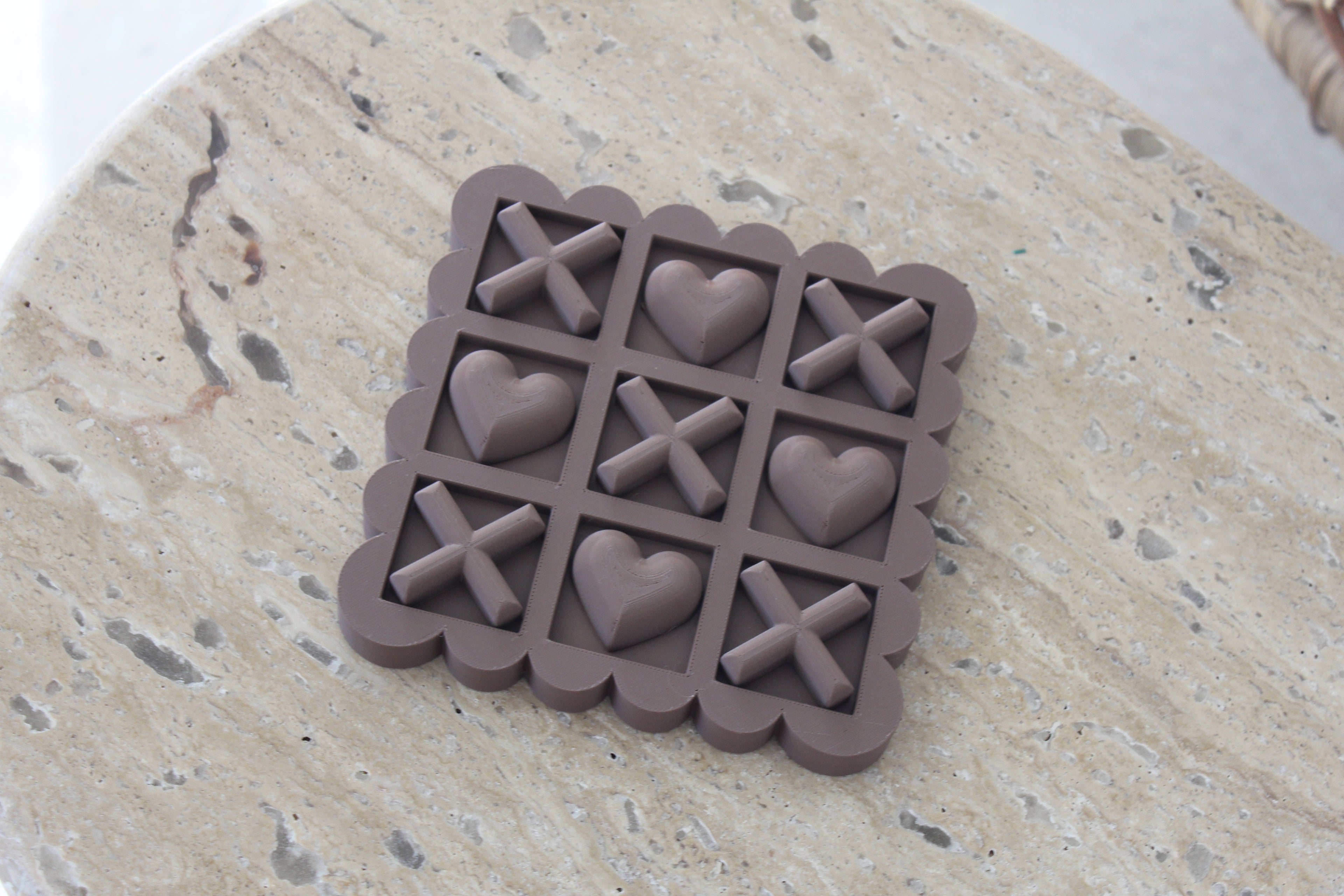Scalloped Chocolate Brown Noughts and Crosses