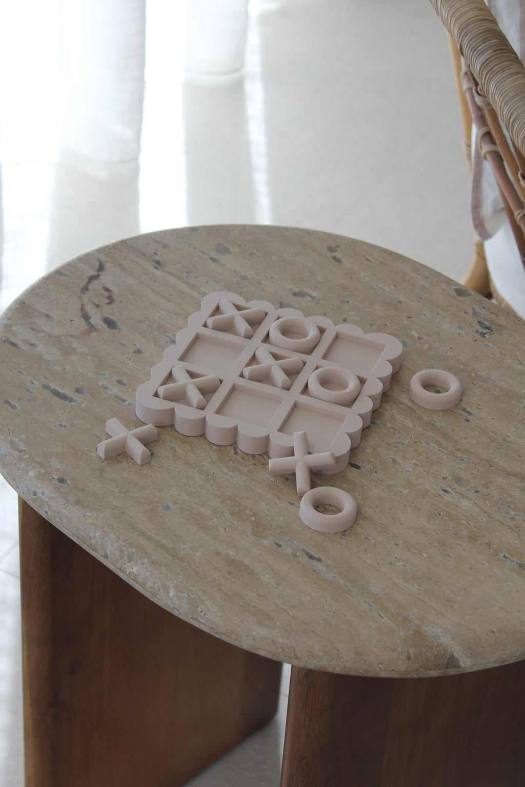 Scalloped Beige Noughts and Crosses