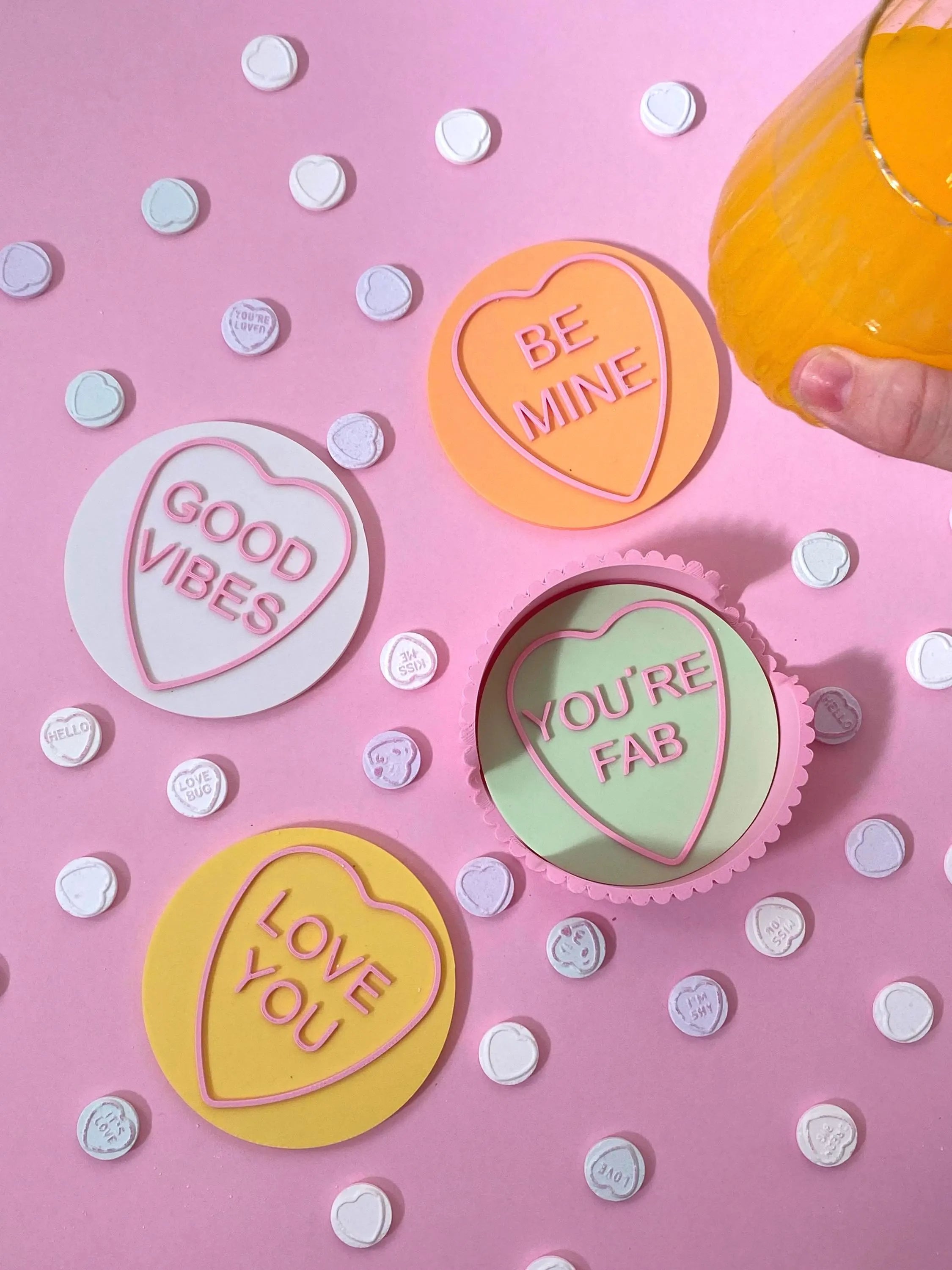Conversation Hearts Coaster - Set of 4