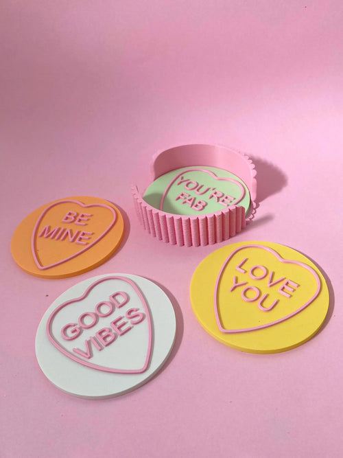 Conversation Hearts Coaster - Set of 4
